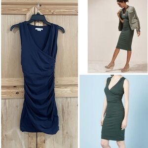 Boden Size 10 Runched Cross front Elegant Green  Sleeveless Dress